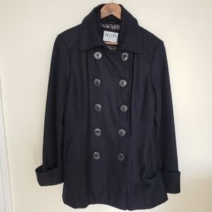 Delia's Navy Blue Wool Coat Chunky Button Large